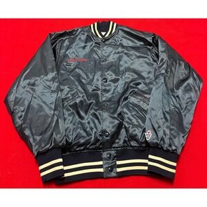 Vintage Felco Chevrolet Heartbeat Satin Bomber Jacket Men's Large Navy Blue